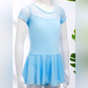Powder blue girls lace top with skirted bottom leotard . Mew without tags